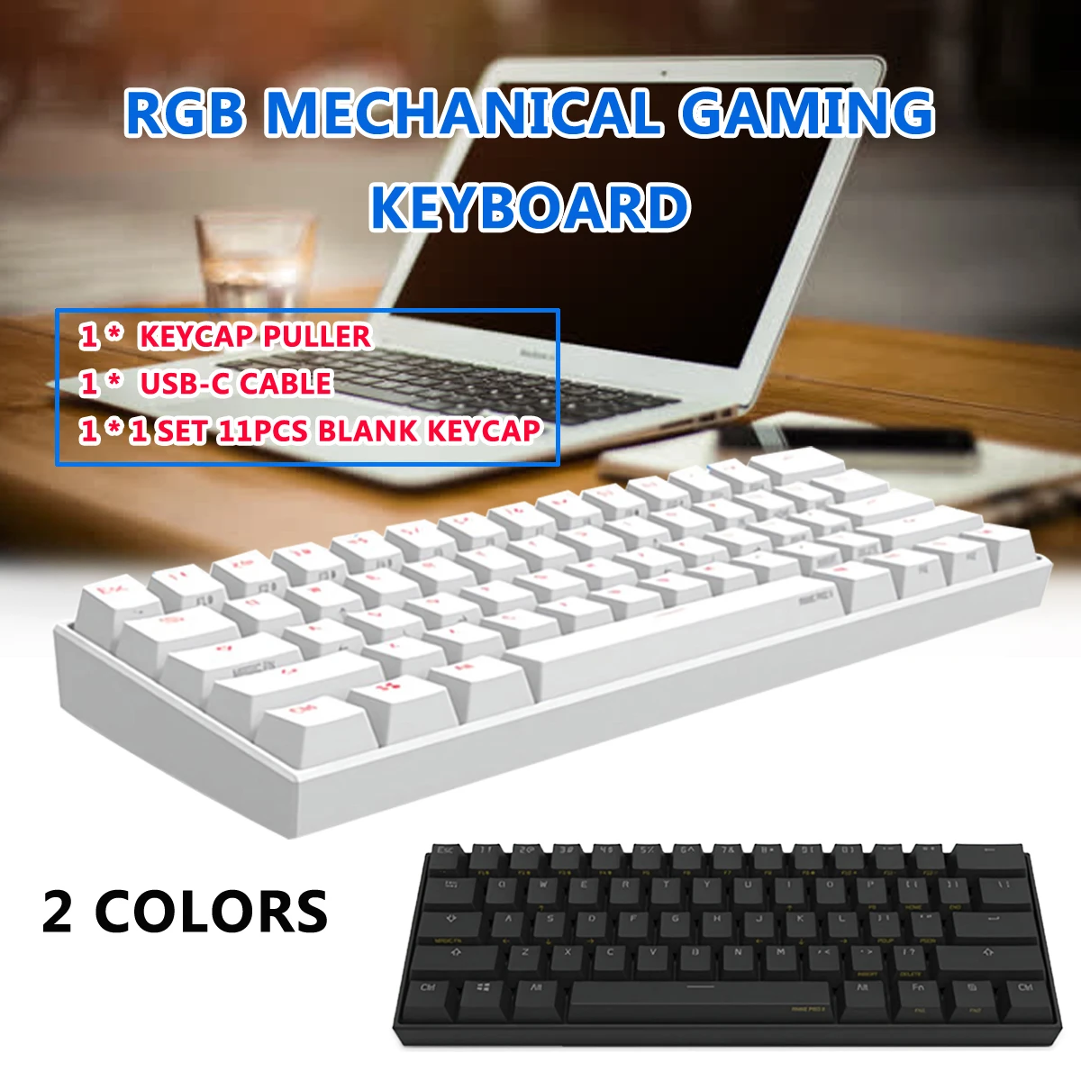 Skup Anne Pro2 Kailh przełącznik Mini Portable 60% klawiatura mechaniczna bezprzewodowa bluetooth 4.0 type c RGB Obins przełącz klawiaturę do gier