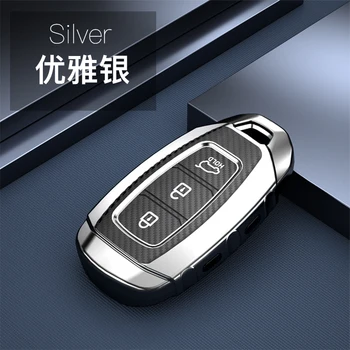 

Carbon Fiber TPU Car Key Case Cover for Hyundai Santa Fe TM 2019 I30 2018 Solaris Azera Elantra Grandeur Accent Accessories