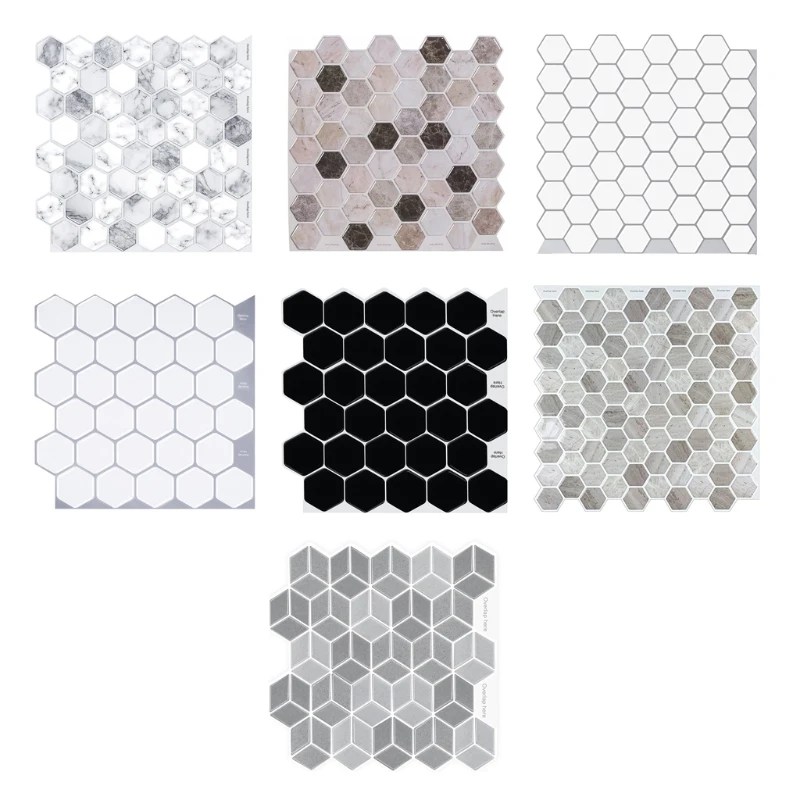 3 листа самоклеящиеся наклейки водостойкие шестигранные настенные плитка Backsplash