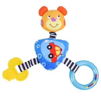 

Baby Rattle Toys Bear Plush Cartoon Stroller BB Stick Toys for Newborn 0-24 Months Mobile Educational Toys Hand Grasp Teether