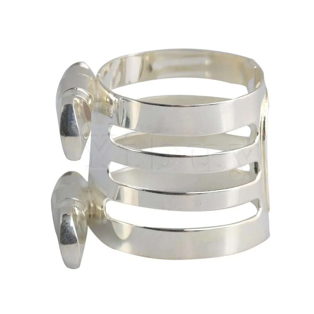 

Yibuy Silver B flat Saxophone Clarinet Ligature Tenor Saxophone for Black Tube Sax