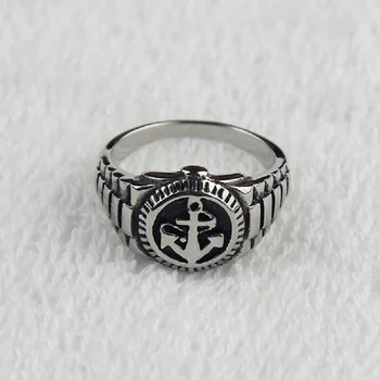

Men's Navy Anchor Nautical Sailor 316L Stainless Steel Biker Ring