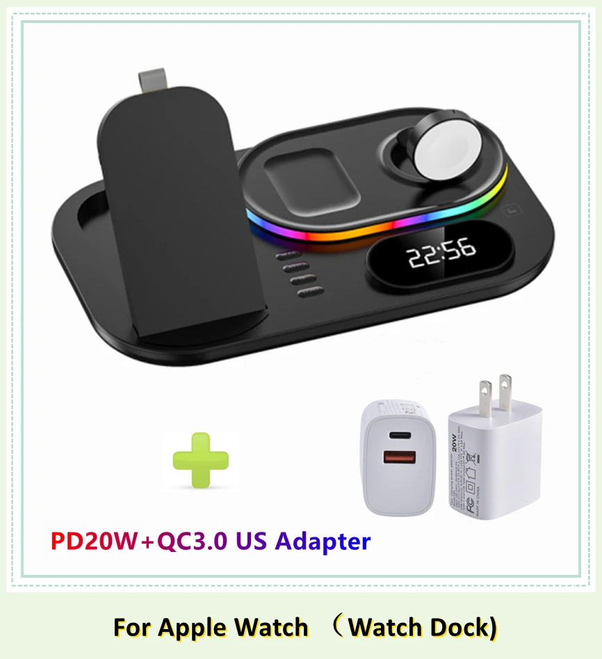 LED 4 in 1 Wireless Charger Dock Qi Fast Charging Station for Apple Watch Airpods iPhone 12 13 Pro Samsung S21 Note Mobile Phone apple magsafe duo charger Wireless Chargers