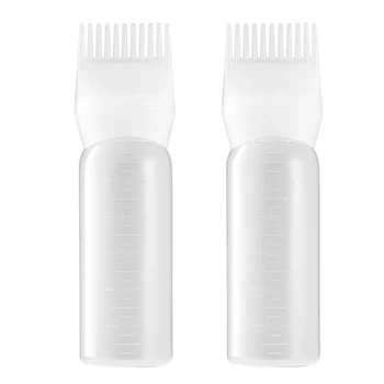 

2pcs Liquid Medicine Bottles Graduated Bottle Combs Hair Dye Applicators Hair Perming Tool for Home Salon