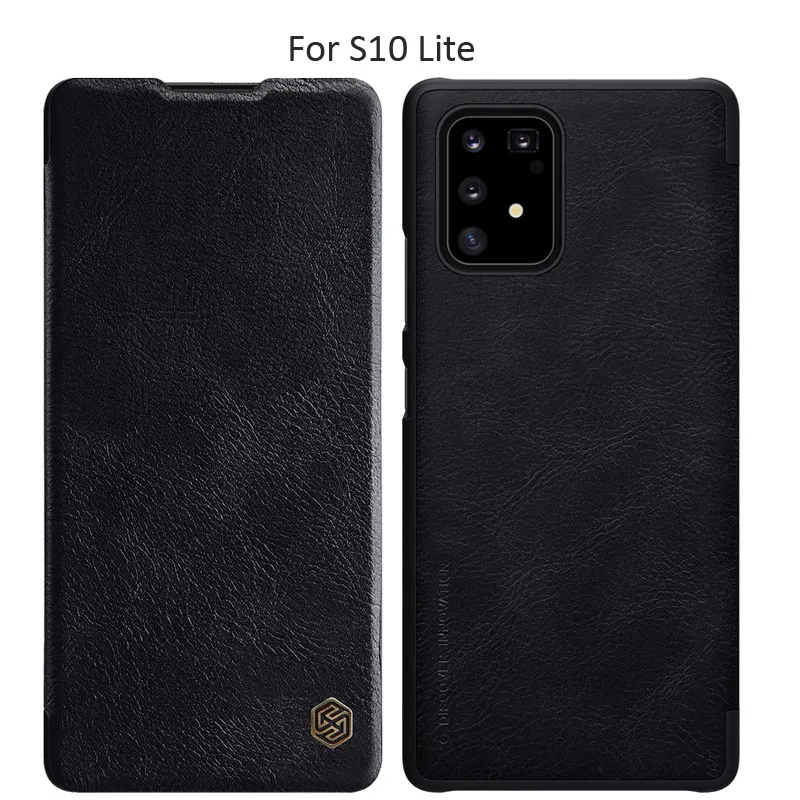 Black Кожаный флип-чехол Nillkin Qin для samsung Galaxy S10 Plus 5G S9 Plus Lite - Цвет: Black