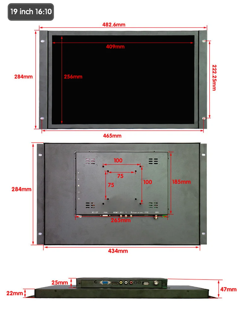 19 дюймов 16:10 широкая Открытая Рамка металлический корпус монитор 1440*900 Высокое разрешение ЖК-монитора