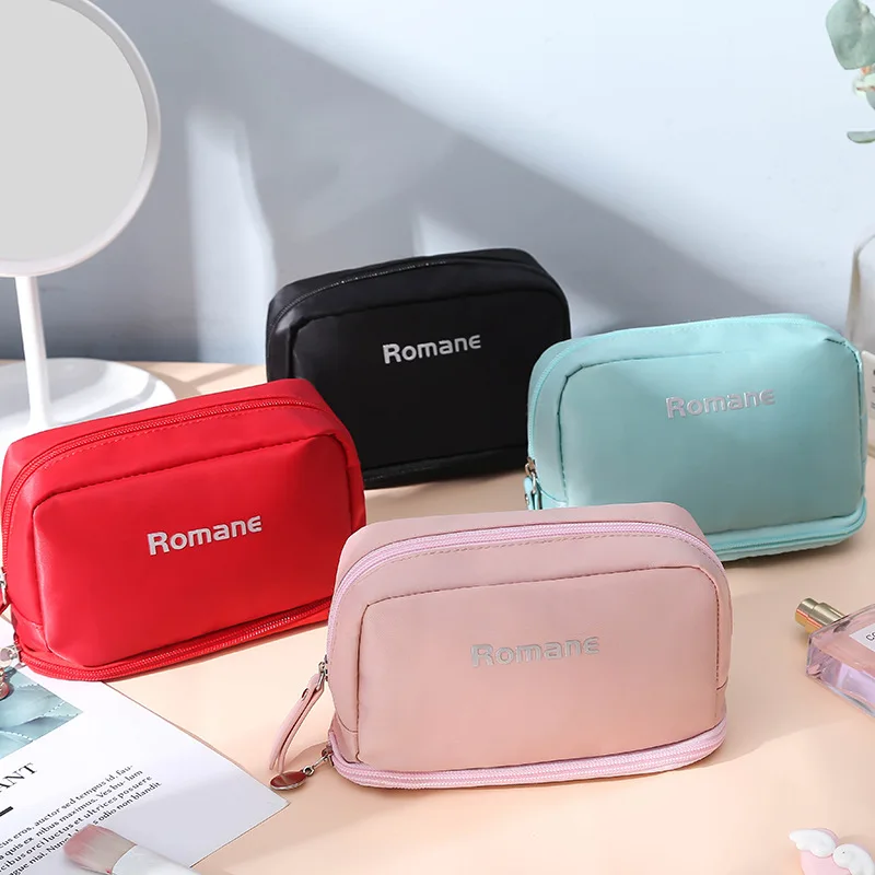 Japan Double Layer Storage Cosmetic Bag Waterproof Nylon Multi-functional Manufacturers Direct Selling Foreign Trade Candy-Color