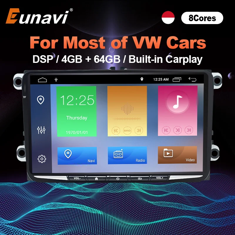 Eunavi 2Din Android Car Multimedia Radio GPS Auto For VW jetta polo tiguan passat b6 golf 5 touran skoda octavia 2 Din Head unit