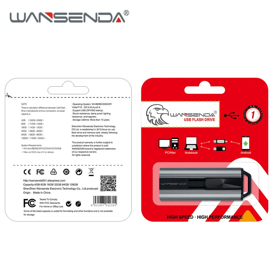 Новый флеш накопитель Wansenda USB 3 0 16 ГБ 32 64 128 256 512 ГБ|USB флэш-накопители| |