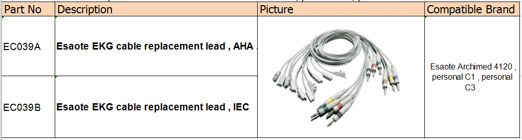 Замена кабеля EKG 10-lead для Esaote Archimed 4120, personal C1, personal C3