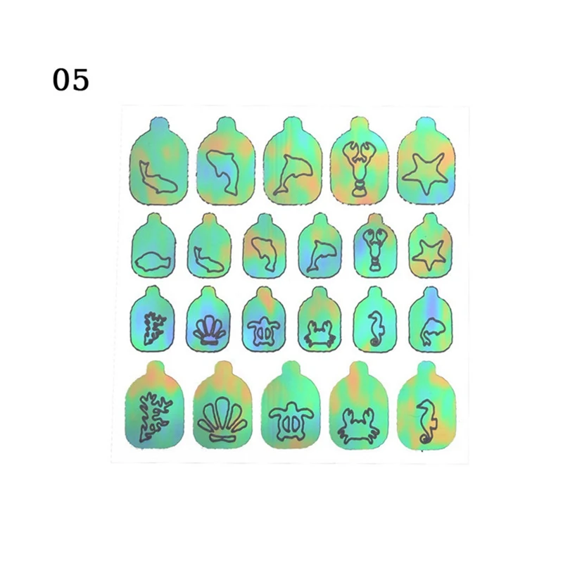 22 листа пламя Holo наклейки для ногтей винилы трафарет стикеры 3D на ногти Nail Art Наклейки маникюрные украшения
