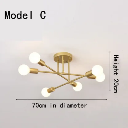Modern Creative Lighting Warm And Romantic Golden Bedroom Modern Minimalist Personality Living Room Dining Room Ceiling Lamps Model C