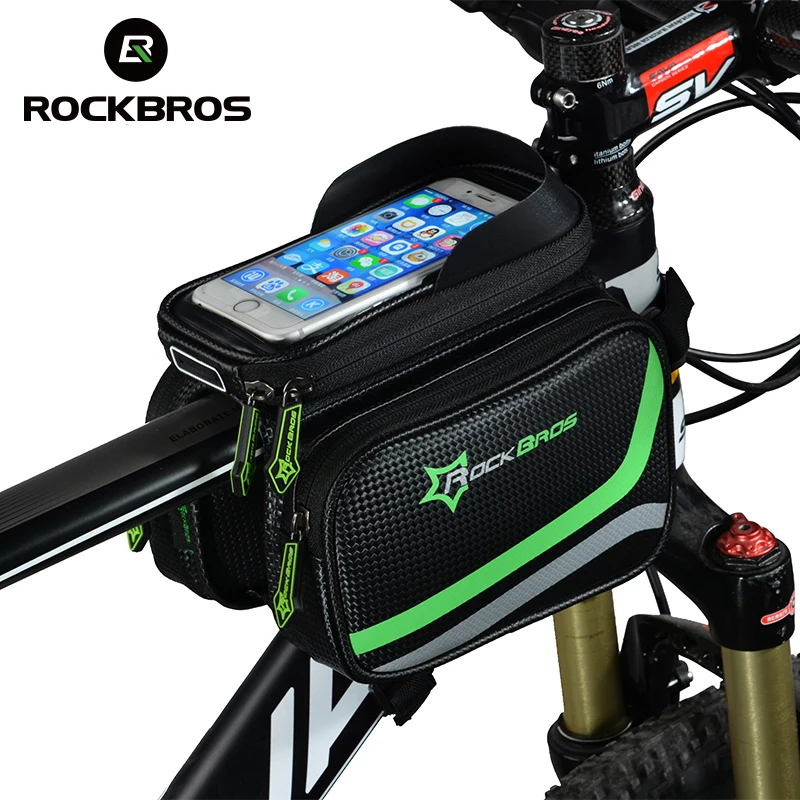RockBros Black Bike Frame Bag Pannier 5.8 &6 inch Touch Screen Phone Cycling Bag 