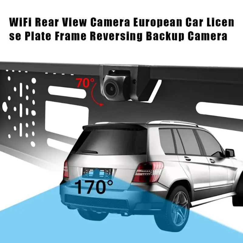 

EU European Car License Plate Frame Wireless WiFi Rearview Camera IP67 Waterproof Parking Reverse Backup Camera for iOS Android