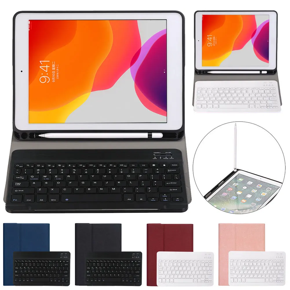 Защитный чехол из искусственной кожи с клавиатурой для iPad 10 2 дюйма 2019 держателем