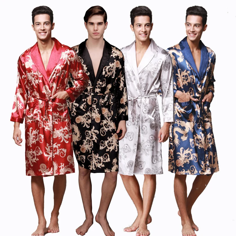 New-Arrival-Black-Chinese-Men-s-Dragon-Robes-Traditional-Male-Sleepwear-Nightwear-Kimono-With-Bandage-Wholesale