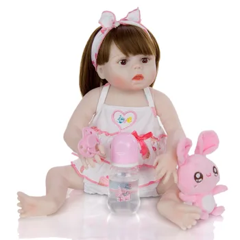 

45CM newborn bebe reborn dolls baby girl alive in white skin full body silicone Bath toy lol dolls surprises Xmas Gfit