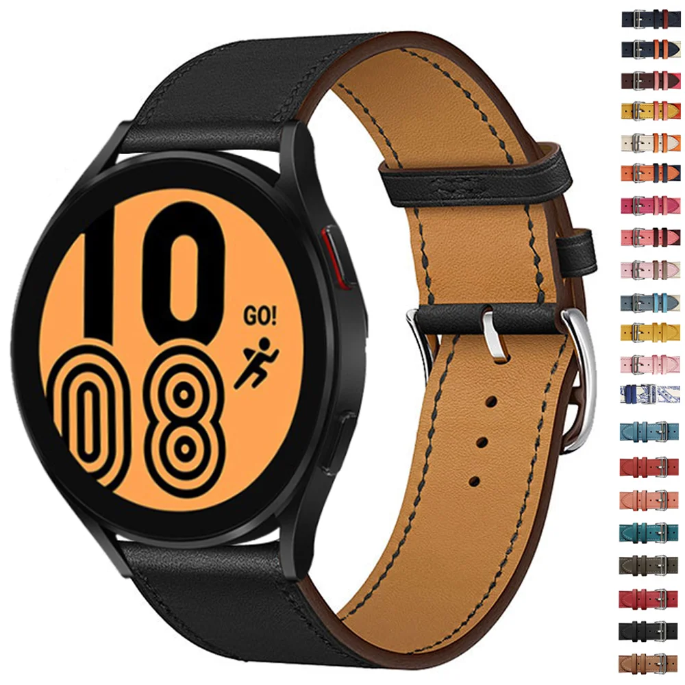Ремешок 20 мм для Samsung Galaxy watch 4/classic Active 2 Gear S3 amazfit кожаный браслет ремешок часов Huawei