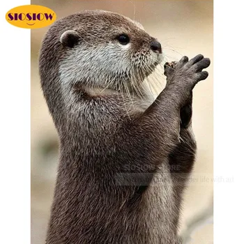 

DIY 5D Diamond Painting Full Square Otter Cross Stitch Diamond Embroidery Animals Needlework Round Drill Home Decor Living Room