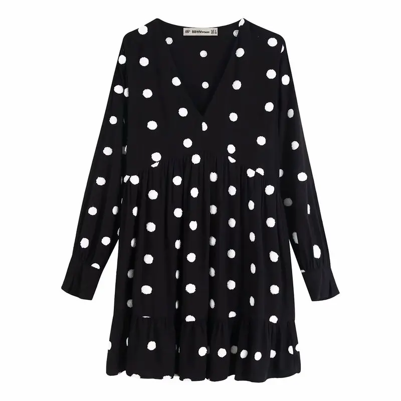 BB60-9637 European and American fashion embroidered dot dress