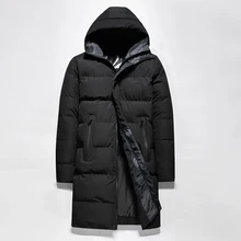 Мужской длинный Зимний пуховик, Обычный белый утиный пух, длинный пуховик