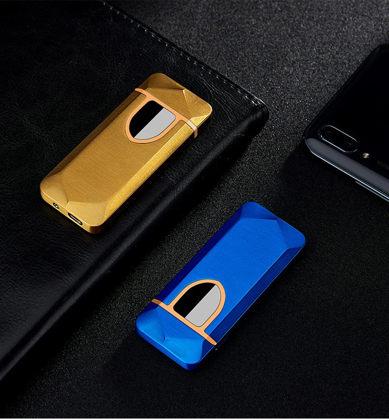 Отпечаток пальца двойной для Плазменно-дуговой зажигалки USB ветрозащитные, импульсные зажигалки металлические электронные смарт-дисплей зажигалки Подарки