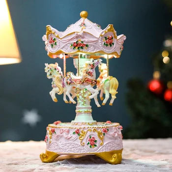 

Music Box Christmas Carousel DIY Mechanism Merry Go Round Music Boxes Carousel Horse Musical Box Gift For Girlfriend New II50YYH