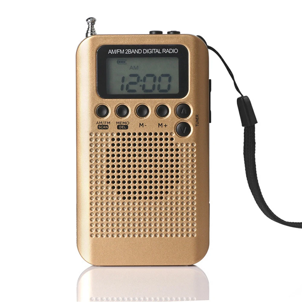 HRD-104 Портативный AM/FM стерео радио Карманный 2-полосный Цифровая настройка радио мини приемник w/наушники шнурки 1," ЖК-дисплей Экран дисплея