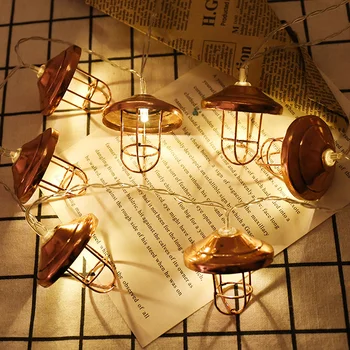 

1 Set 10LED Metal Lampshade Fairy String Light Wedding Holiday Decorative Lamp