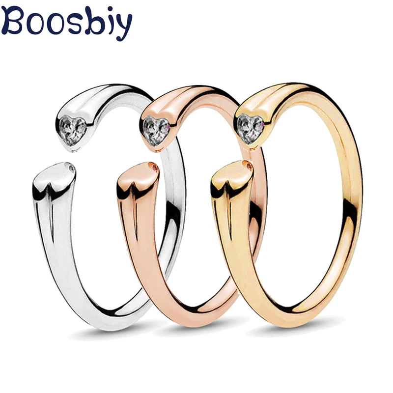 

Boosbiy Love Collection Silver Color Sparkling Love Heart Ring For Women Brand Jewelry As Valentine's Day Gift