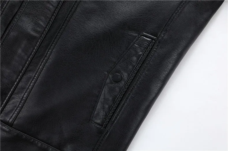 2019pu Hide Substance Warm Liner Coat MEN'S Zipper Doubled Fur Collar Leather Coat