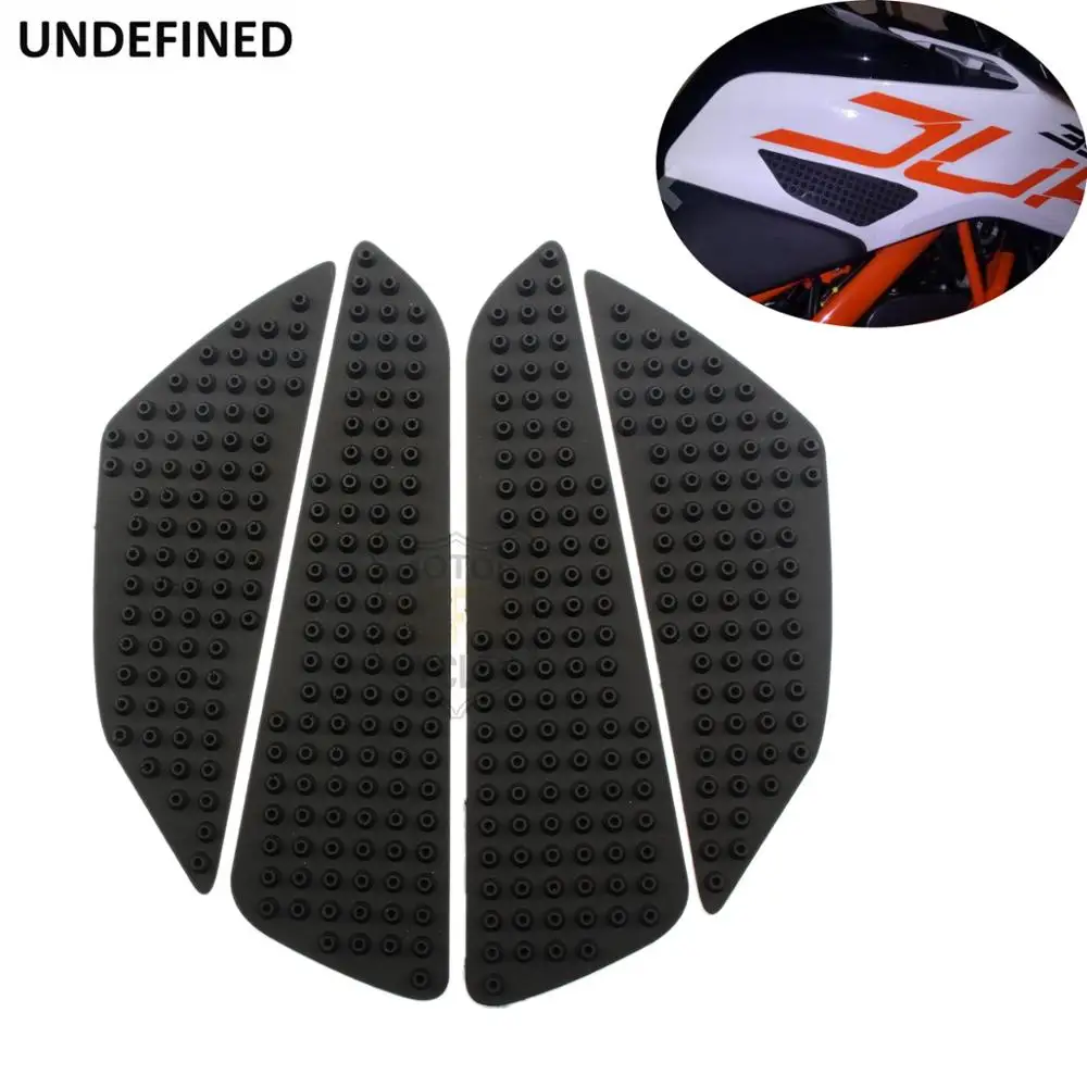 Black Motorcycle Gas Tank Traction Pad Rubber Side Knee Grips Protector Decal for Honda Yamaha Suzuki Bobber Custom Universal