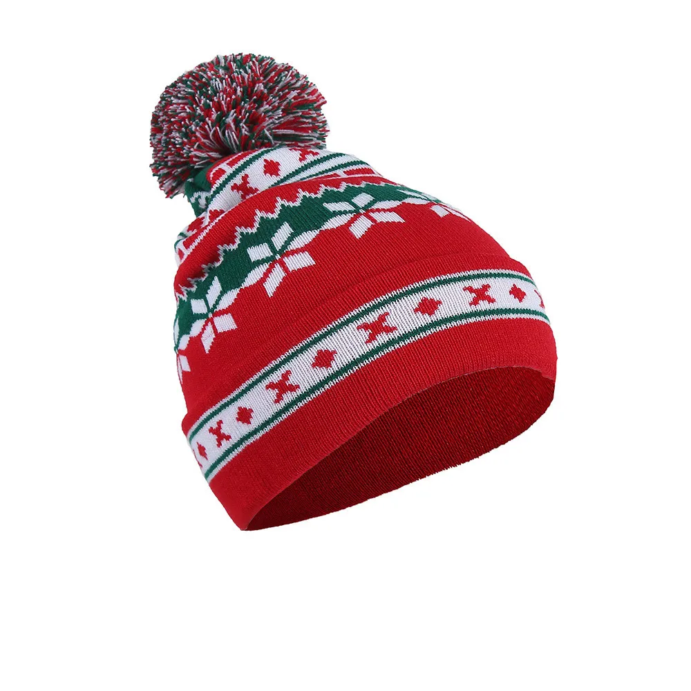 Меховые мешковатые рождественские шапки с помпонами для мужчин и женщин, Детские теплые вязаные зимние шерстяные вязаные Лыжные шапки для мальчиков и девочек