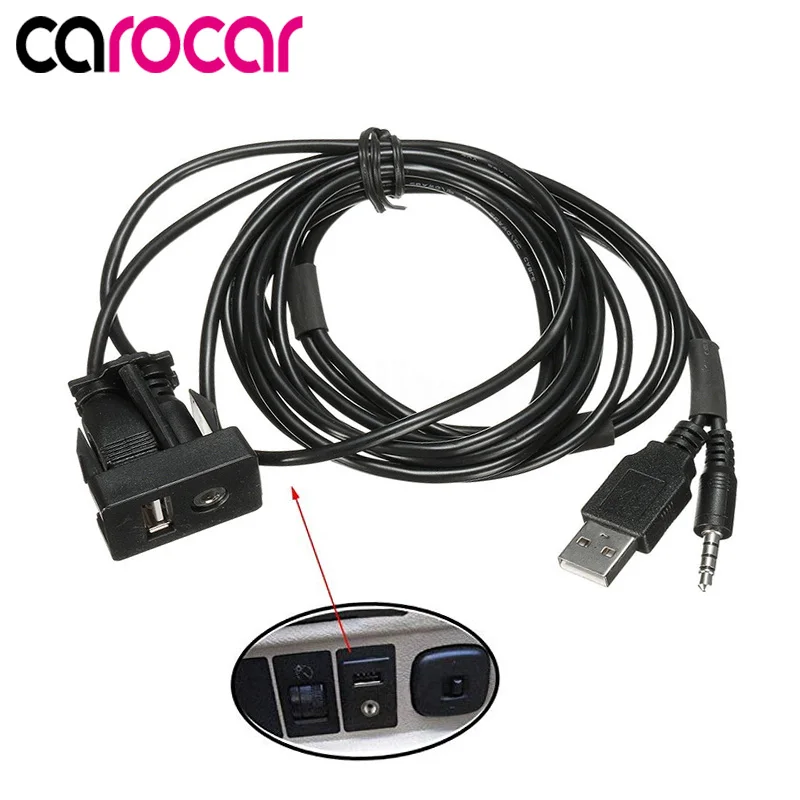 

CAROCAR 100CM Car Dash Flush Mount USB Port Panel Auto Boat 3.5mm AUX USB Extension Cable Adapter