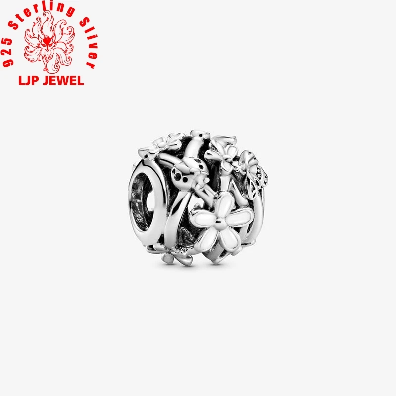 Весенние настоящие бусины 2020 ажурные Белые Подвески в виде маргаритки для оригинальных браслетов pandora