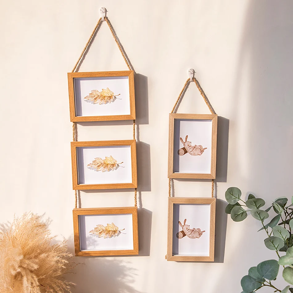Wall Hanging Multi-Frame For Children's Photo Display Mounted Decorative Joined Wooden Frame Homeroom Decoration | Дом и сад