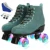 Красные Черные Роликовые коньки Из Воловьей кожи Flash Wheels Shoes Double Line Skates Women Men Adult 2 Line Skate Shoes 4 Wheels Patines Writki