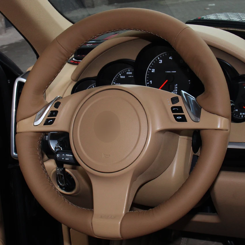 Коричневые Кожаные чехлы рулевого колеса автомобиля для Porsche Cayenne Panamera 2010 2011