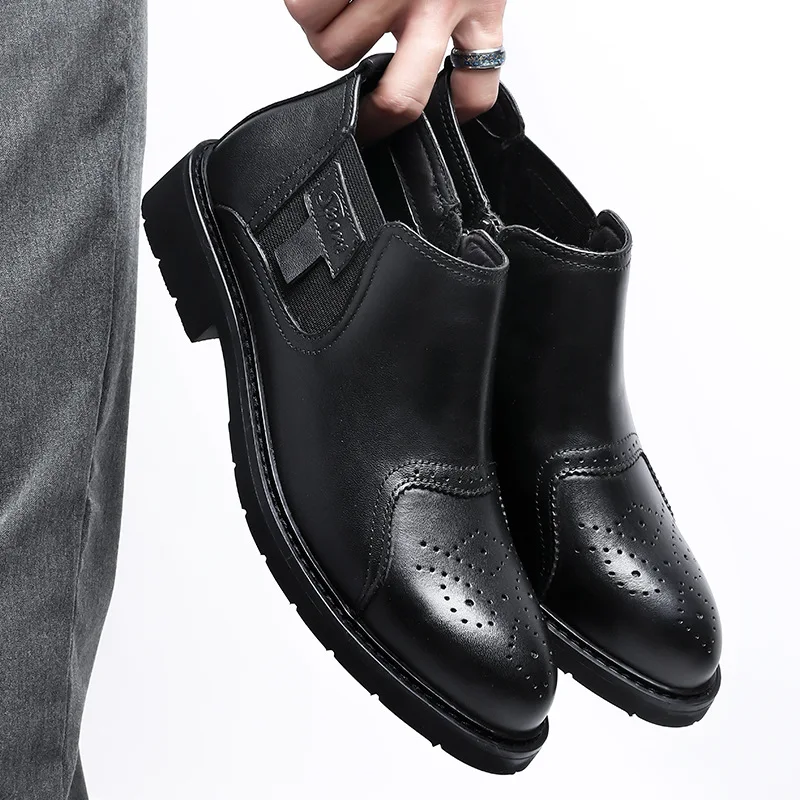 

Autumn & Winter New Style Martin Boots Men's Korean-style Versatile Mid-top Chelsea Boots Men's Genuine Leather England Hight-to
