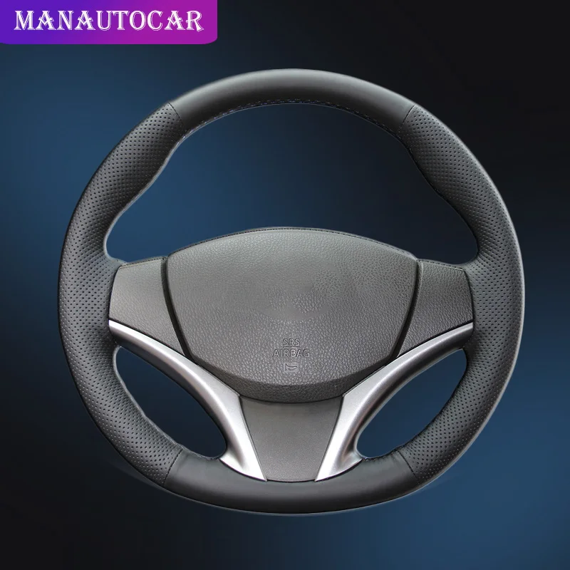 

Car Braid On The Steering Wheel Cover for Toyota Vios 2014-2016 Yaris 2013-2015 Auto Braiding Wheel Covers Interior Accessories