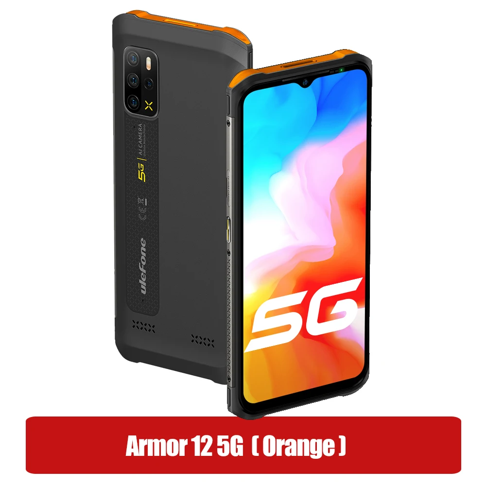 Ulefone Armor 12 5G Rugged Phone Android 11 8GB+128GB Mobile Phones 6.52“ Waterproof Smartphone 5180 mAh Wireless Charging NFC ddr5 ram 8GB RAM