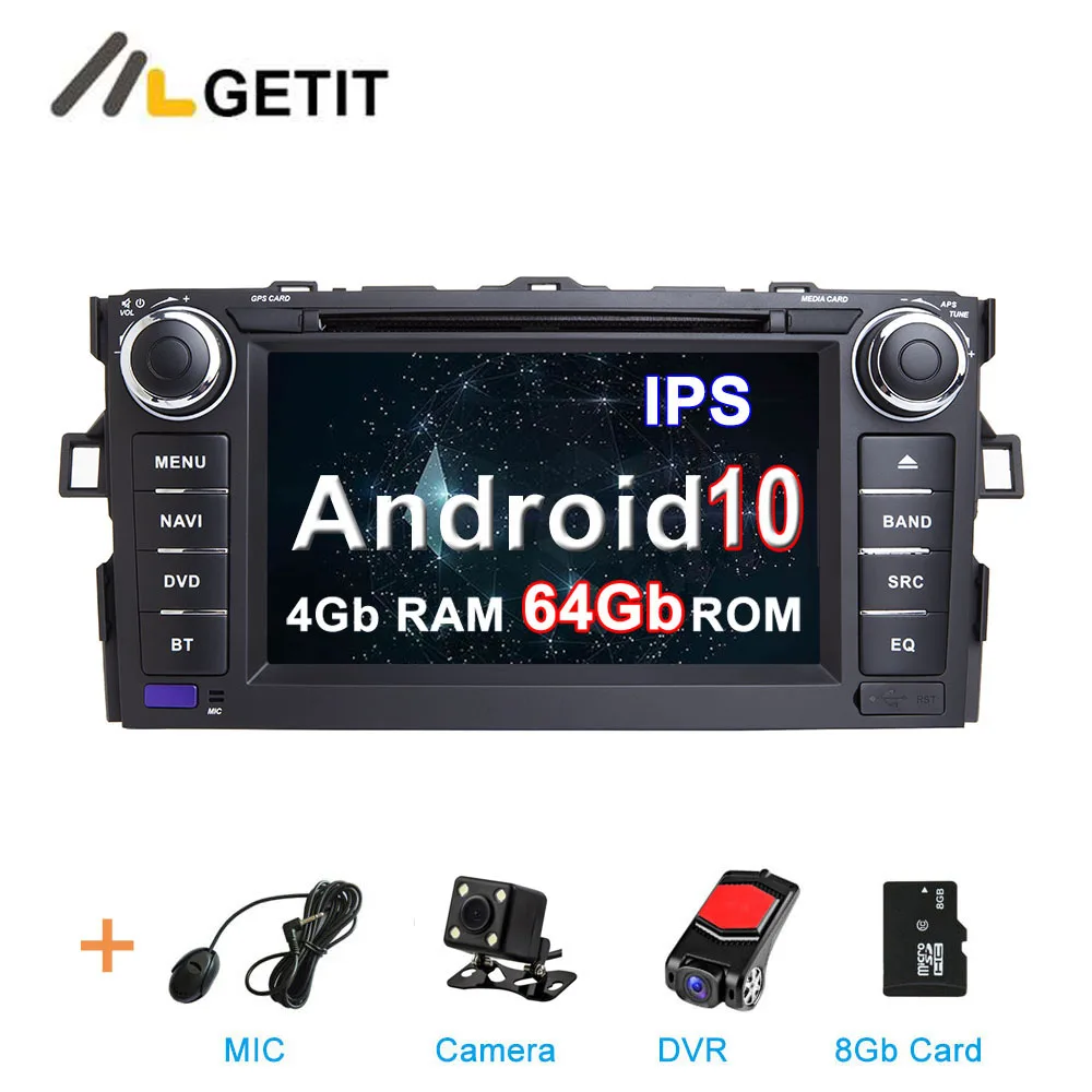 4G CAMERA-DVR-SD Android 10,0 Автомобильный DVD радио плеер стерео Gps для Toyota Auris(2008-2012) автомобильная навигация - Цвет: 4G CAMERA-DVR-SD