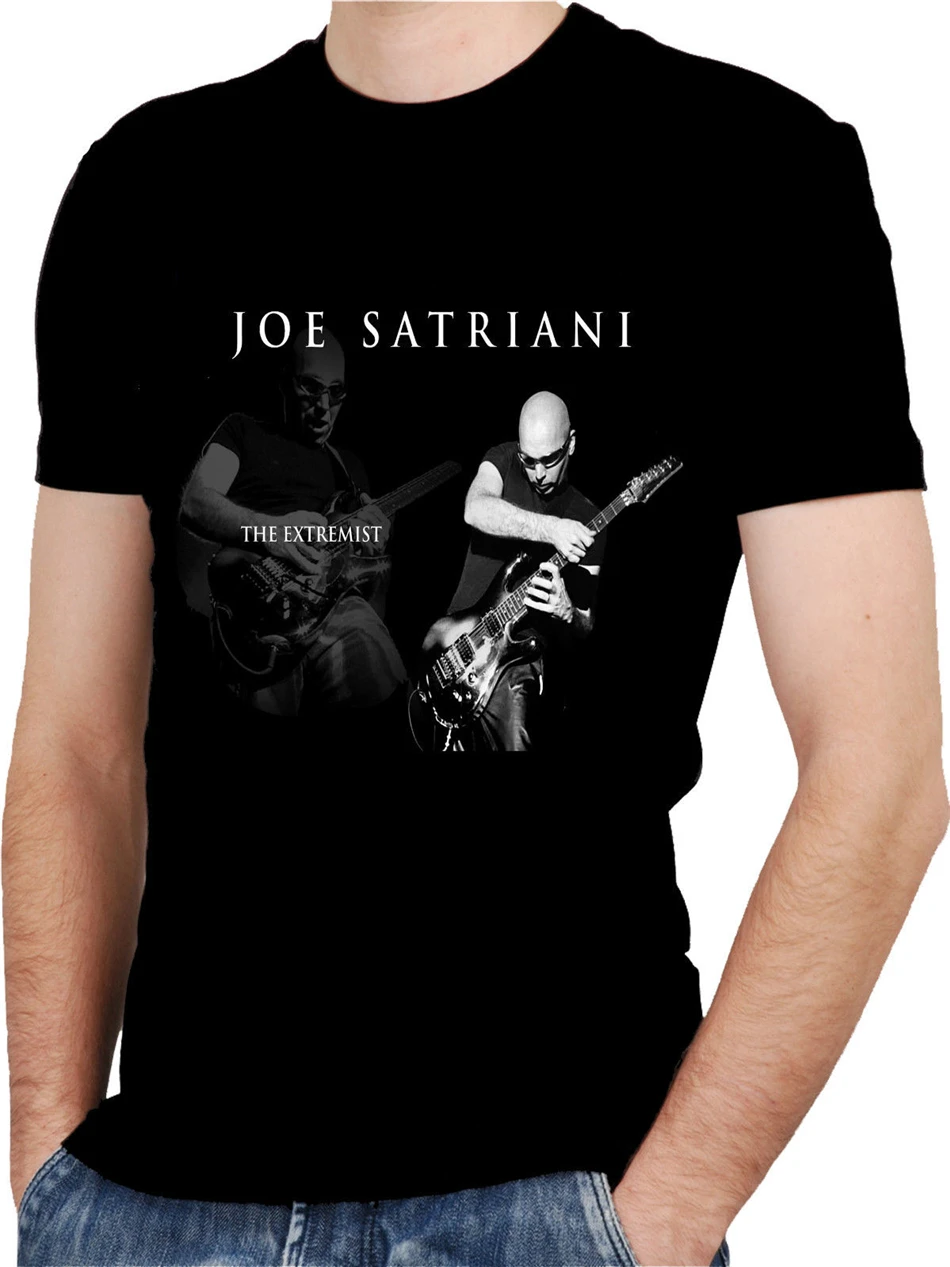 Joe Satriani/черная футболка с гитарой Футболка в стиле рок Летняя круглым вырезом |