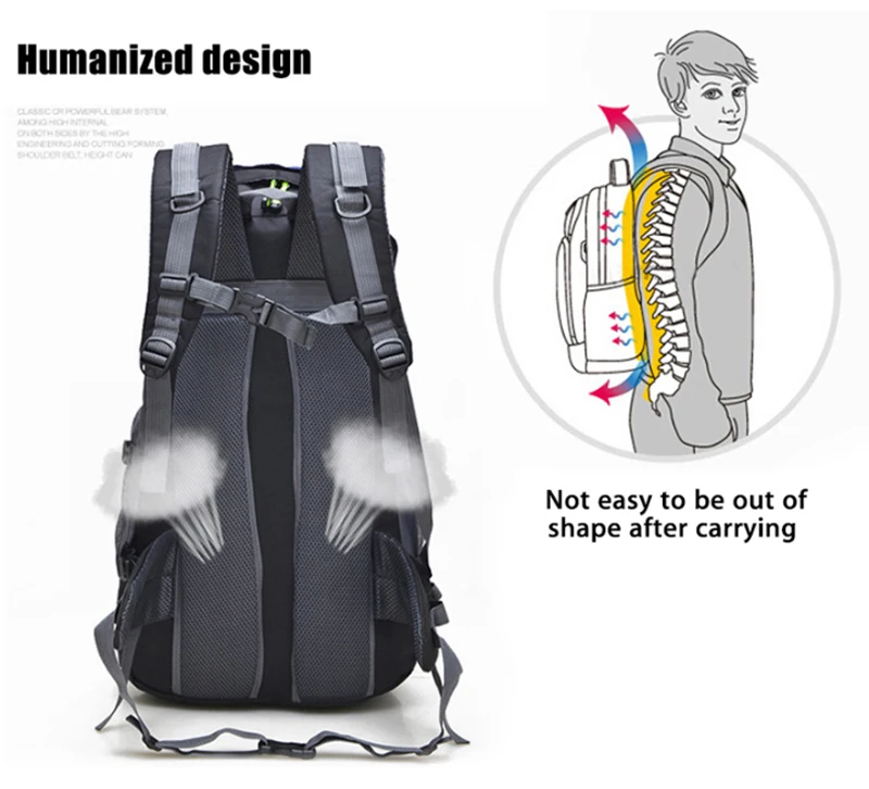 New 50L& 60L Outdoor Backpack Camping Climbing Bag Waterproof Mountaineering Hiking Backpacks Molle Sport Bag Climbing Rucksack