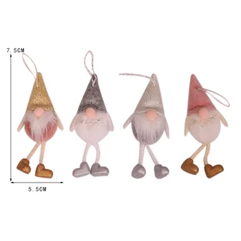 

4pcs/set Christmas Swedish Gnome Santa Artificial Wool Plush Doll Cute Ornaments Hanging For Xmas Tree Home Party Decor Gifts