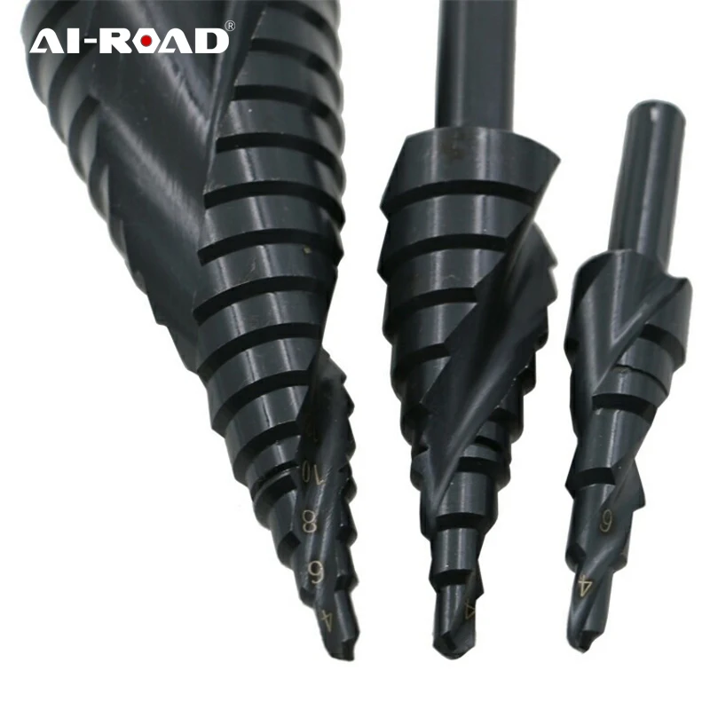 MetalCone Triangle Shank Hole Metal drills 4-12/20/32mm HSS Cobalt Step Drill Bit Set Nitrogen High Speed Steel Spiral DrillBits |