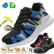 Breathable Safety Shoes Lightweight Work Shoes Sneakers Men Work Boots With Metal Toe Steel Toe Shoes Women Indestructible Shoes