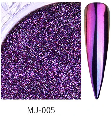 MJ-005 1 коробка 0,3 г зеркало-Хамелеон Блестки для ногтей Пудра DIY ногтей хром пигмент пыль маникюр Дизайн ногтей украшения аксессуары инструменты - Цвет: MJ-005