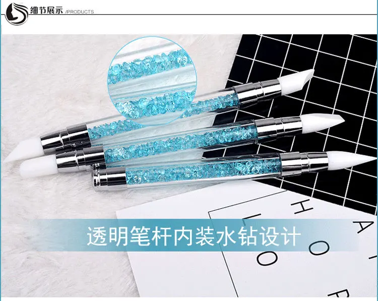 Manicure Implement Double Headed gui jiao bi Carving Embossed Pen Hollow out Fluoresent Marker Blue Diamond Set 3-Piece Set