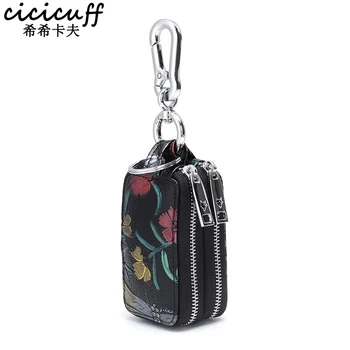 

Genuine Leather Women Key Wallet Female Car Key Bag Keys Holder 2020 New Key Case Large Capacity Keychain Organizer Small Wallet
